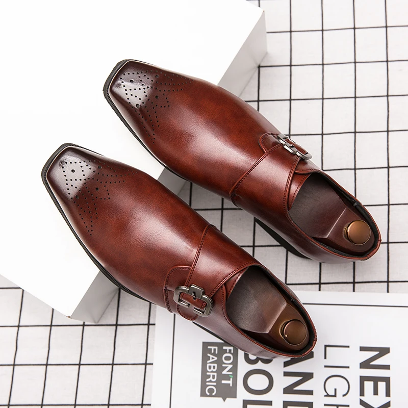 

Vintage Formal Shoes Men Fashion Square Toe Slip On Business Shoes Wedding Party Office Daily Derby Oxfords Shoes Zapatos Hombre