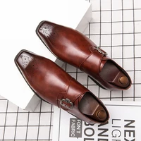 vintage formal shoes men fashion square toe slip on business shoes wedding party office daily derby oxfords shoes zapatos hombre
