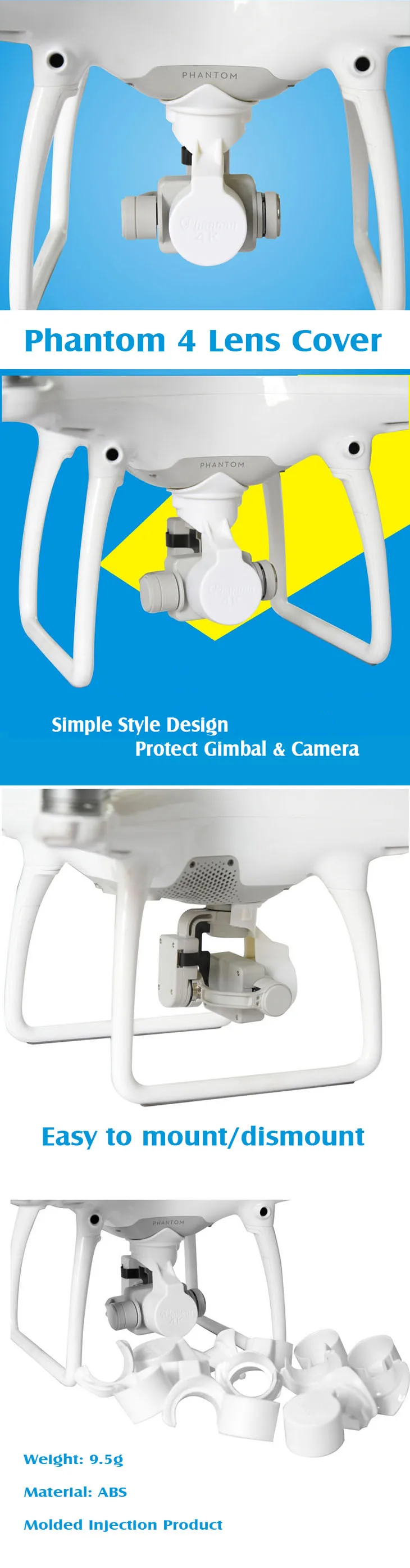 Для DJI Phantom 4 гидростабилизатор камеры Камера защитная крышка, пылезащитная крышка и защищенная от царапин чехол для DJI Phantom 4 Камера Drone