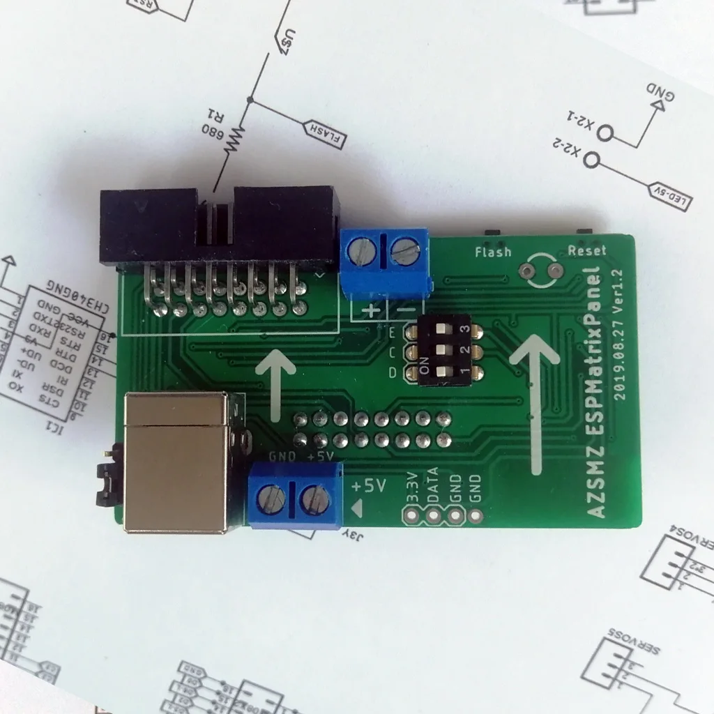 AZSMZ ESPMatrix панель RGB светодиодный матричный контроллер ESP8266 чип на макетной плате для PXMatrix arduino с открытым исходным кодом github