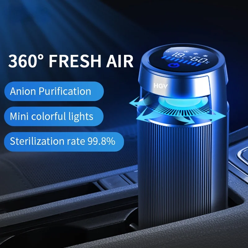 

Мини-очиститель воздуха для дома, автомобильный очиститель воздуха с истинным Hepa-фильтром и красочным светом, портативный очиститель с отр...