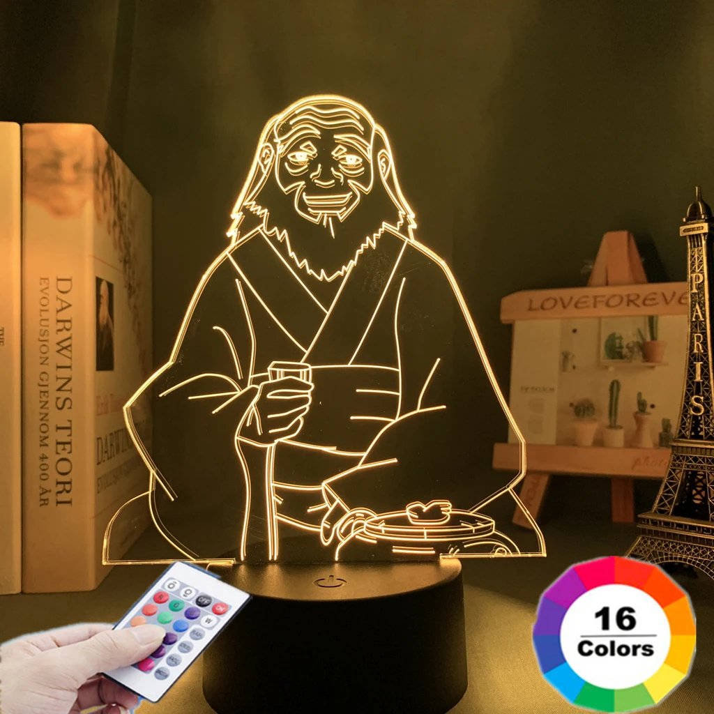 

Anime Avatar The Last Airbender Uncle Iroh Led Night Light for Bedroom Decor Light Brithday Gift Avatar Room Desk 3d Lamp