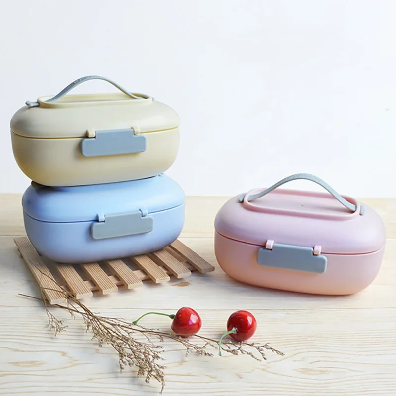 Пластиковый прочный Bento Box Портативный детский Ланч бокс для микроволновки две