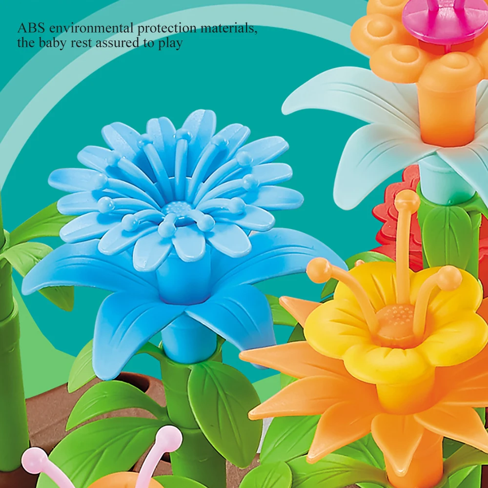 

104pcs creative Flower Interconnecting Blocks Toys Educational Assembly Blocks Creative DIY Bricks Toys party Gift for child toy