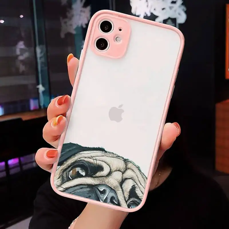 

Pug Dog French Bulldog Phone Cases matte transparent For iphone 7 8 11 12 plus mini x xs xr pro max cover