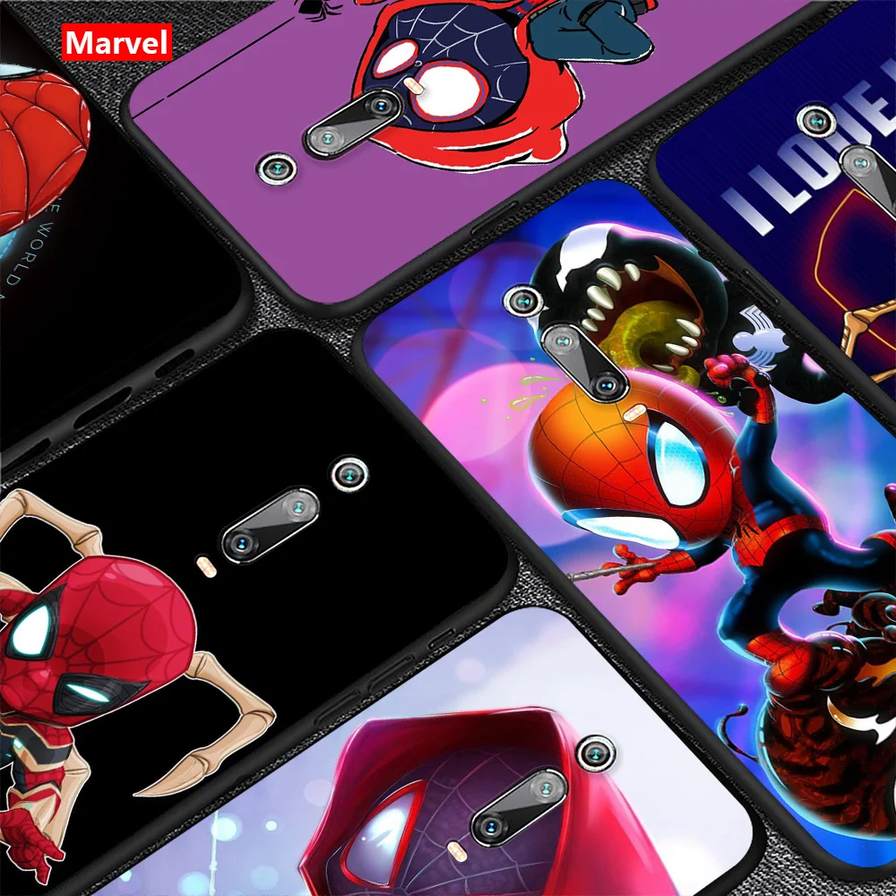 

Marvel Cute Spiderman For Xiaomi Redmi S2 Y2 9 9 Prime 9C 9A 9T 9AT K30 K30S K30i K40 Note 9 Pro (5G) Black TPU Phone Case