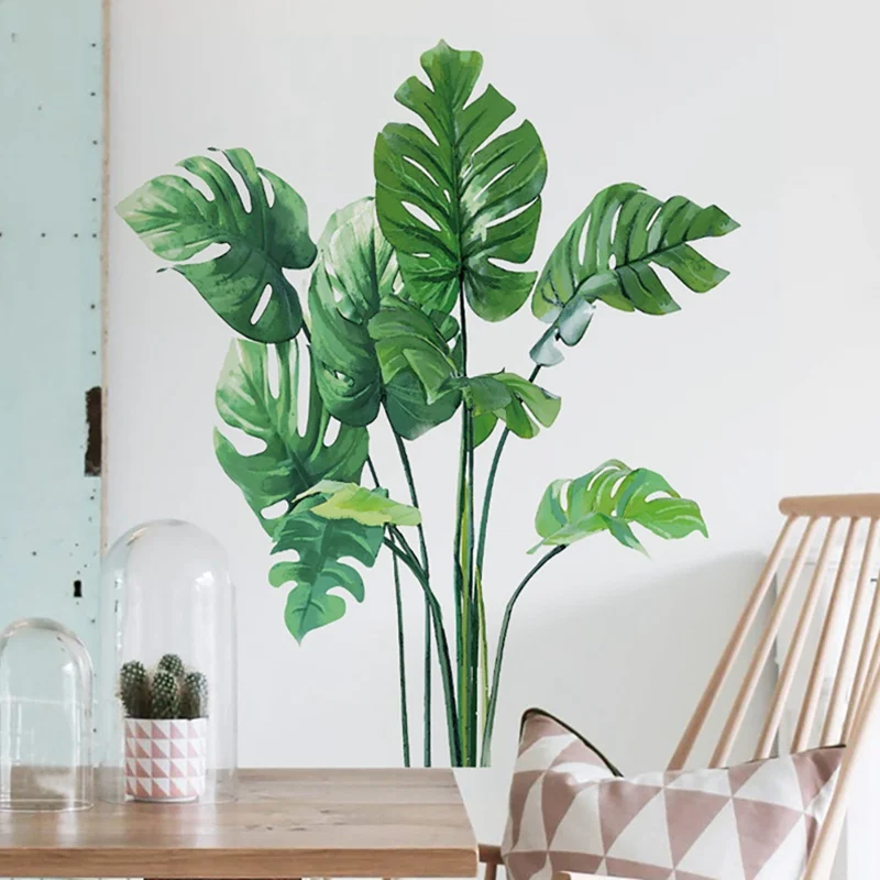 

PVC Self-Adhesive Plants Wall Stickers Children Room Bedroom Green Plants Leaves Stickers New Home Wall Decor Wallpaper Hot