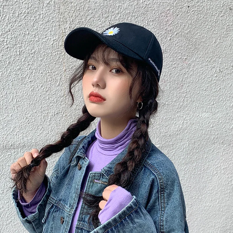 Кепки женский ins/Новый Чистый Красный Дейзи бейсболка все матч с нашивкой в виде