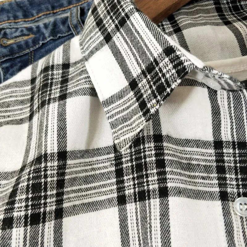 

2020 Women Blouses Long Sleeve Plaid Shirt Women Cotton Casual Long Sleeve Shirts Autumn Thin Turn-Down Collar Tops Lady