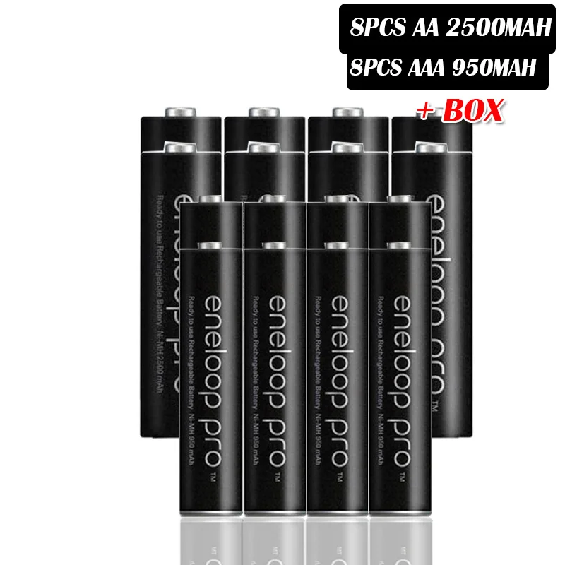 8pcs AA 8pcs AAA Panasonic AA Ni-MH аккумуляторная батарея+ AAA батарея(aa 2500mAh и aaa 950 mAh) для фонариков камеры дистанционного управления игрушки - Цвет: 8pcs AA 8pcs AAA