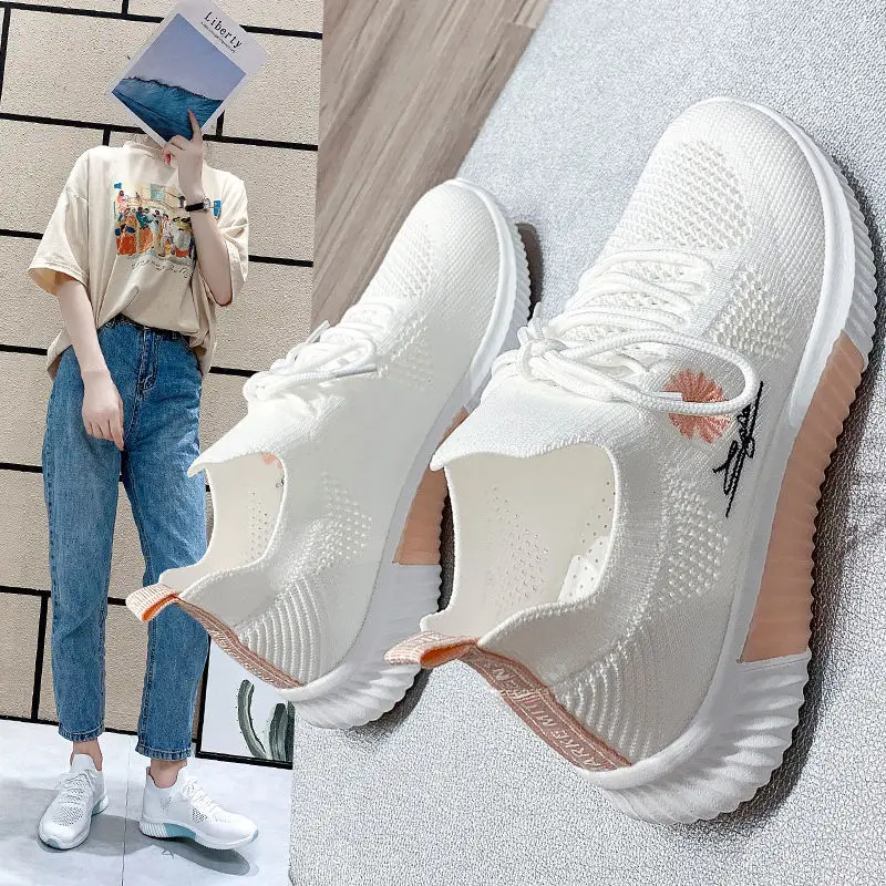 

Net Shoes Women's Summer Thin White Shoes 2021 New Mesh Sports Shoes Women's Breathable All-match Summer Casual Shoes