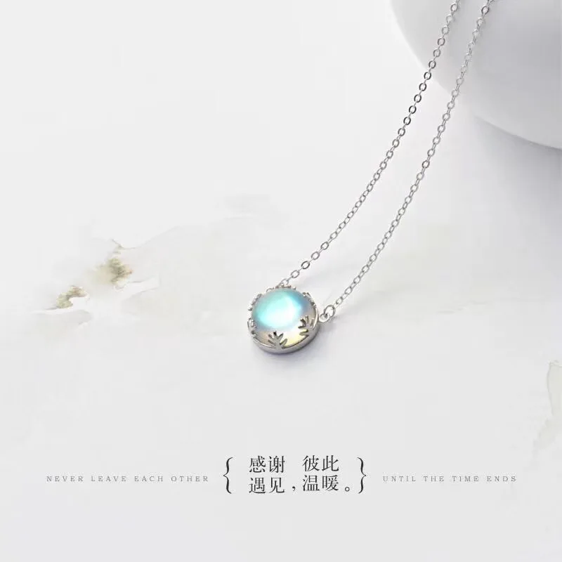 Лко Новое поступление S925 серебро филиал лунный камень женский женское колье