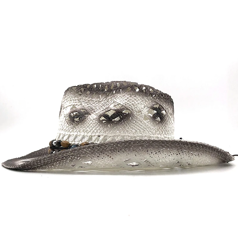 Модная натуральная соломенная ковбойская шляпа для женщин и мужчин плетеные