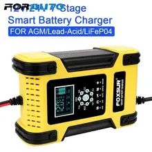 Digital LCD Display Motorcycle Car Battery Charger 12V/12A 24V/6A Lead-acid Battery Charger Lithium Iron Battery AGM 7 Stage