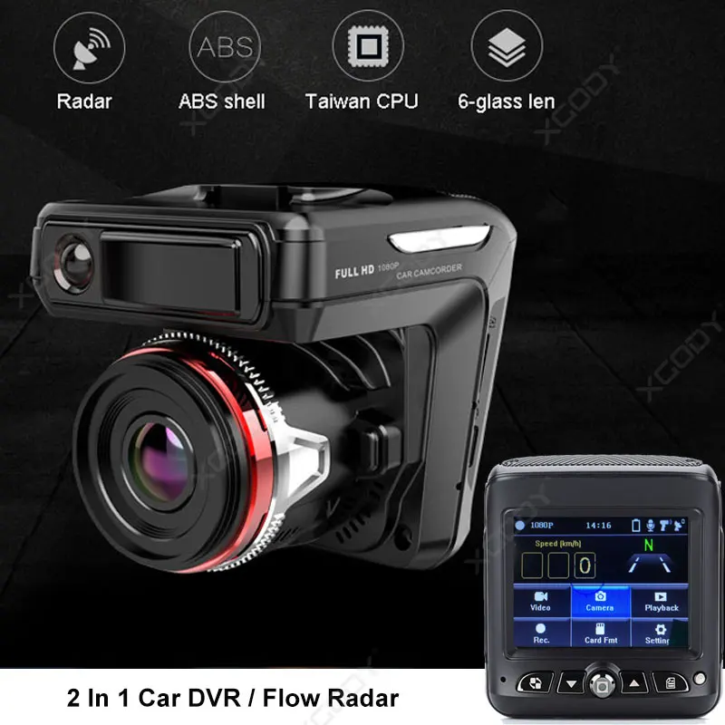 XGODY 2 в 1 HD Автомобильный видеорегистратор радар 2,4 ''HD экран дисплея ABS корпус детектор скорости автомобиль камера для приборной панели видеокамера рекордер