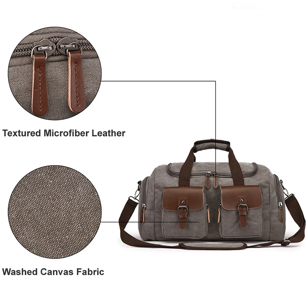 GNWXY European American Style Canvas Travel Bags Men Large Weekend Overnight Bag Multi-pocket Crossbody Bag  Dripshipping