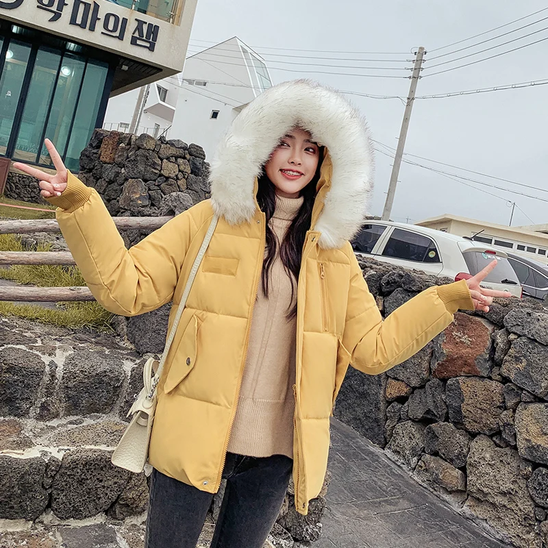 JOJX 2019 новый тонкий большой меховой воротник зимняя куртка для женщин с капюшоном