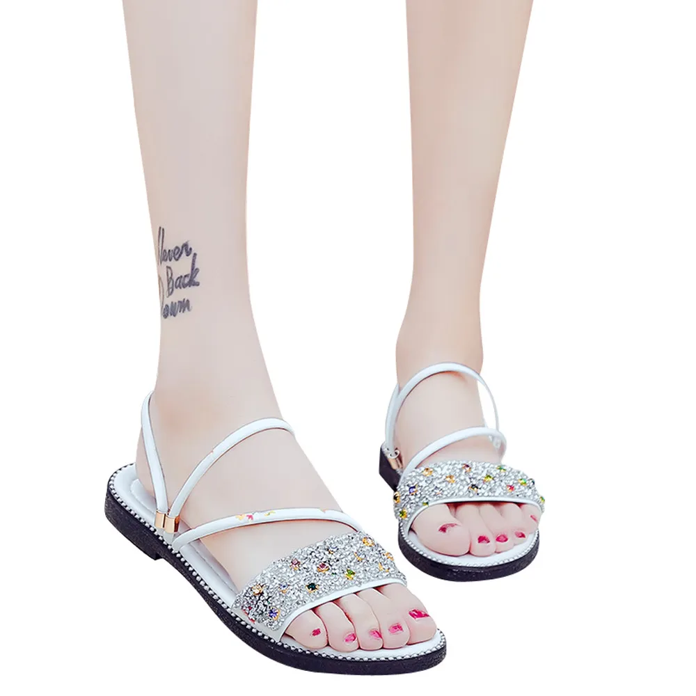 Летние босоножки Женская обувь на плоской подошве простая с откидным носком и