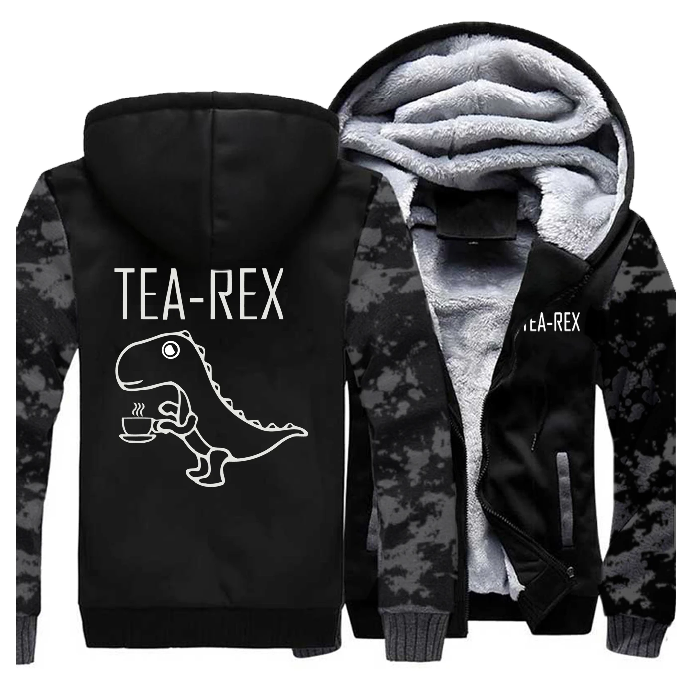 Мужская Толстая зимняя Флисовая теплая куртка с динозавром Funy Tea Rex Joke Pun куртки