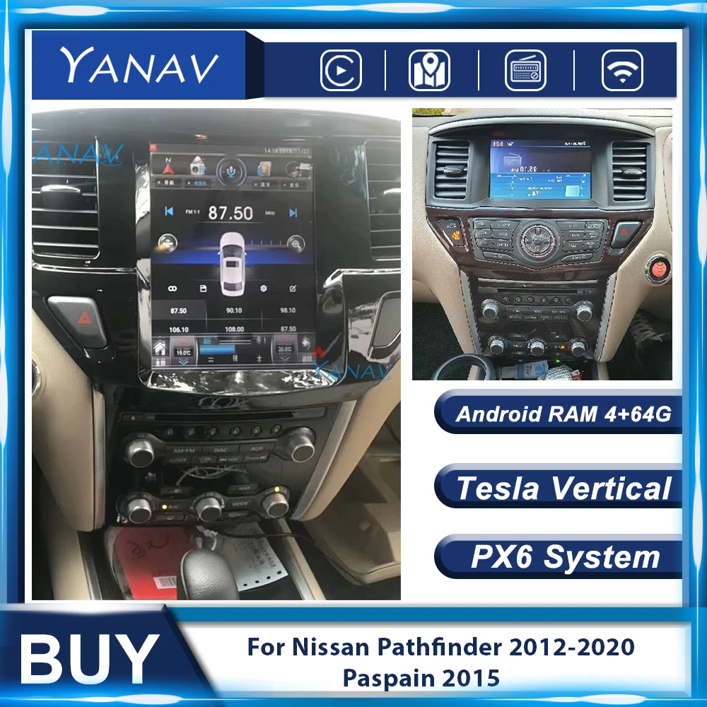 

2 din Car radio audio Android receiver For Nissan Pathfinder 2012-2018 tesla style vertical Screen multimedia video DVD player