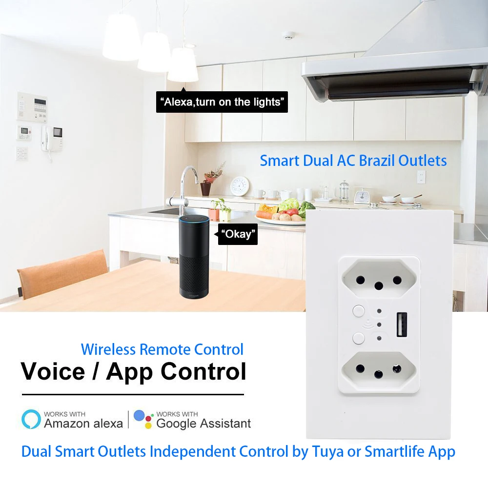 

Electrical Supplies WiFi Smart Brazilian Wall Socket USB Electric Brazil/US Swiss Plug Switzerland Outlet Wireless Remote by T