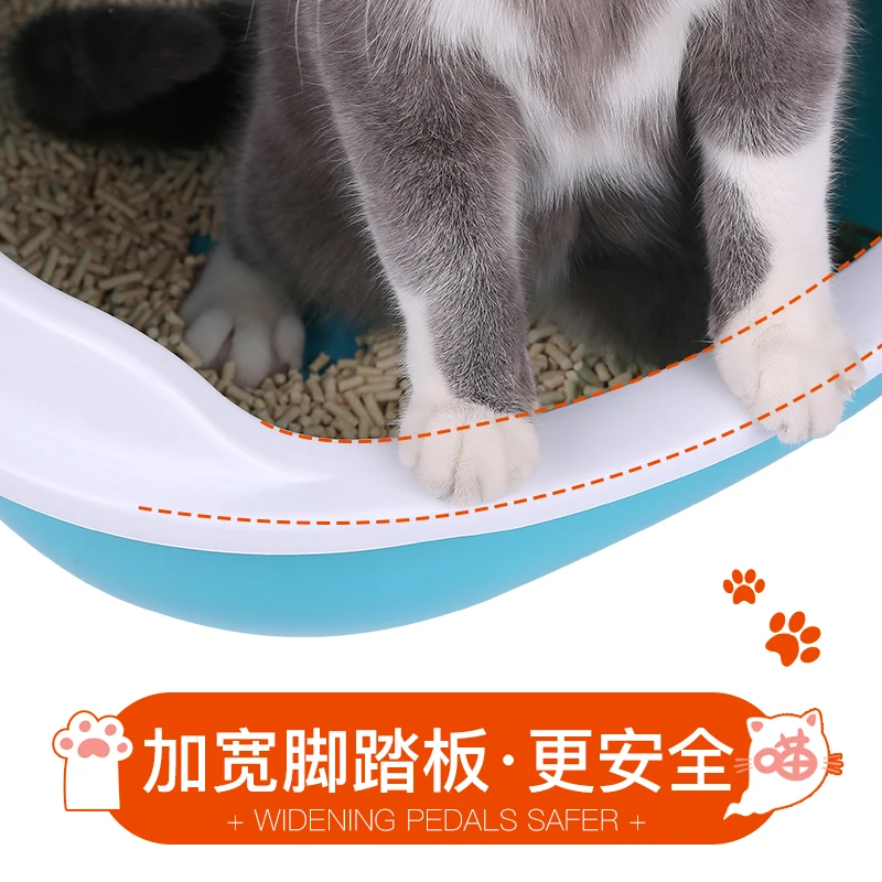 Самоочищающийся поднос для кошачьего туалета полузакрытый синий тренировки