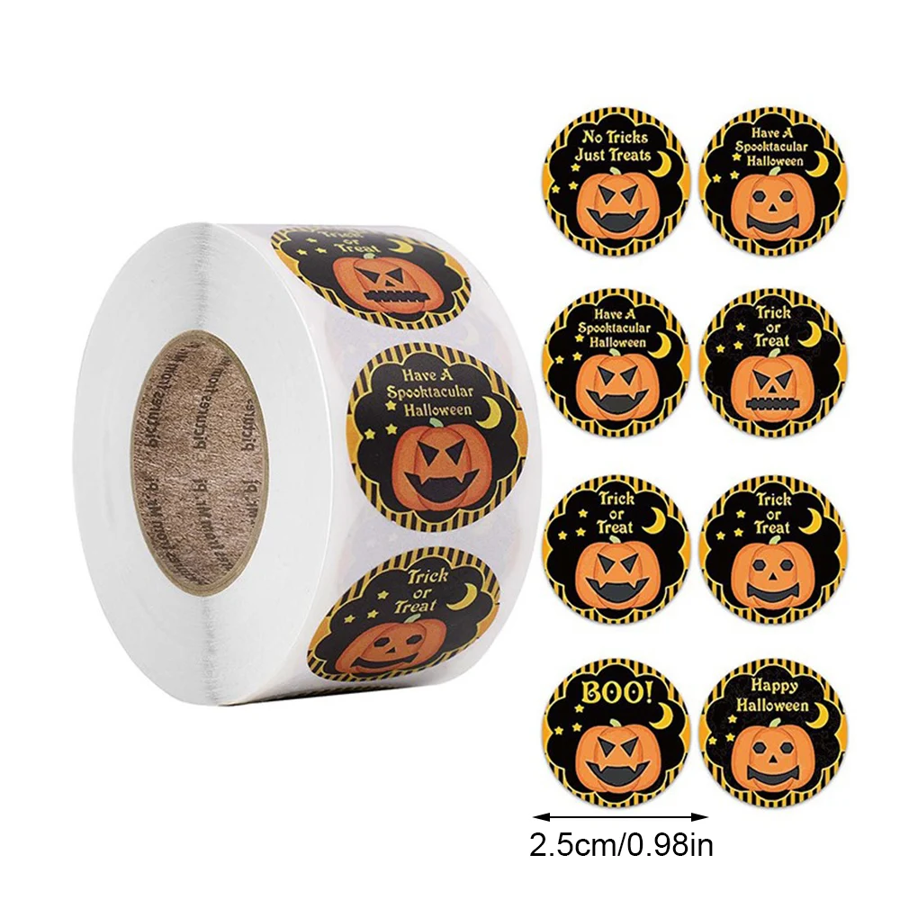 500 Pieces/Roll Labels DIY Halloween Pumpkin Printed Self-Adhesive Stickers Envelope Bag Seals For Festival Decor |