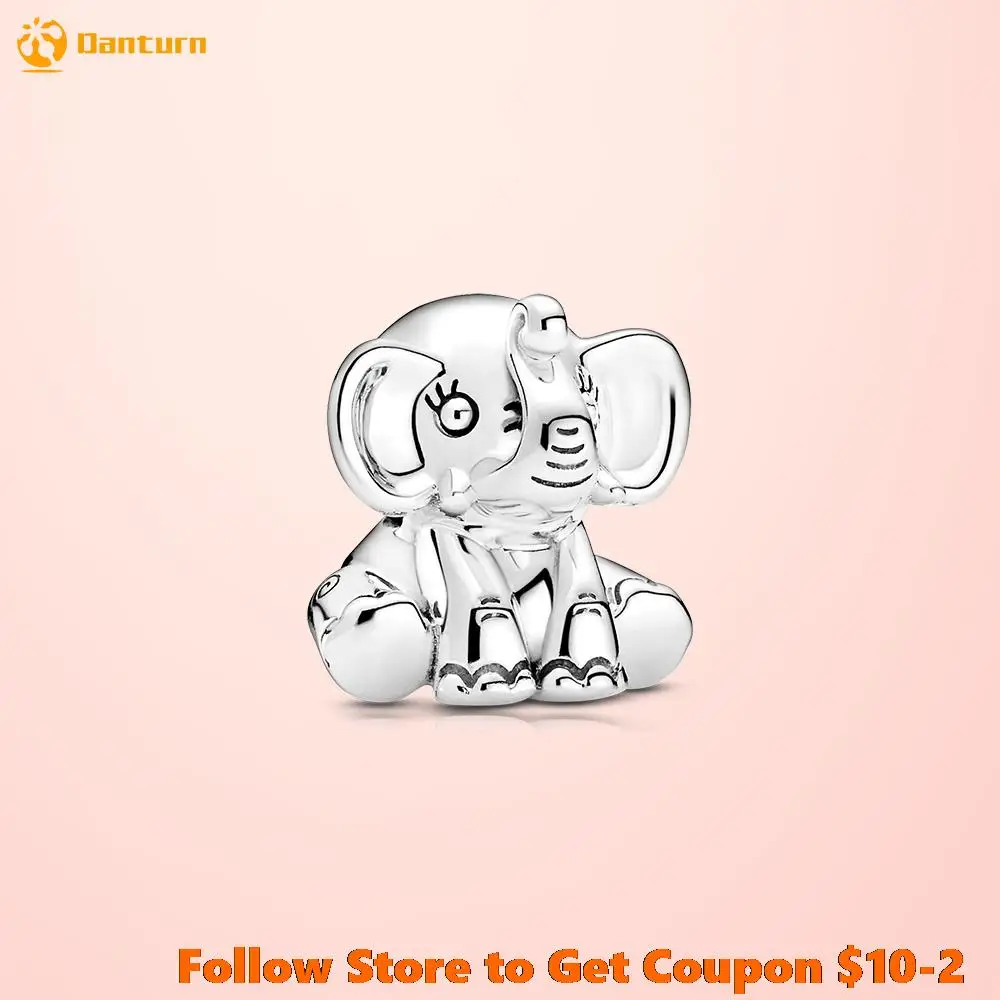 Danturn Autumn 925 Sterling Silver Beads Ellie The Elephant Charm fit Original Pandora Bracelets for Women Jewelry Making Gift