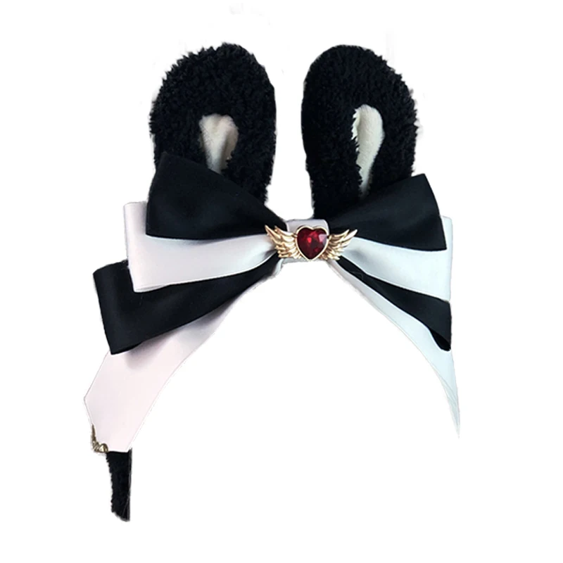 

Poker kc rabbit ears headband hair Lolita black and white rabbit ears