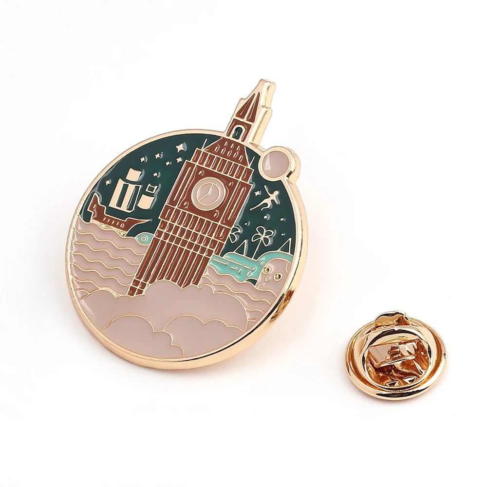 Броши в британском стиле с эмалью виде башни Элизабет | Украшения и аксессуары