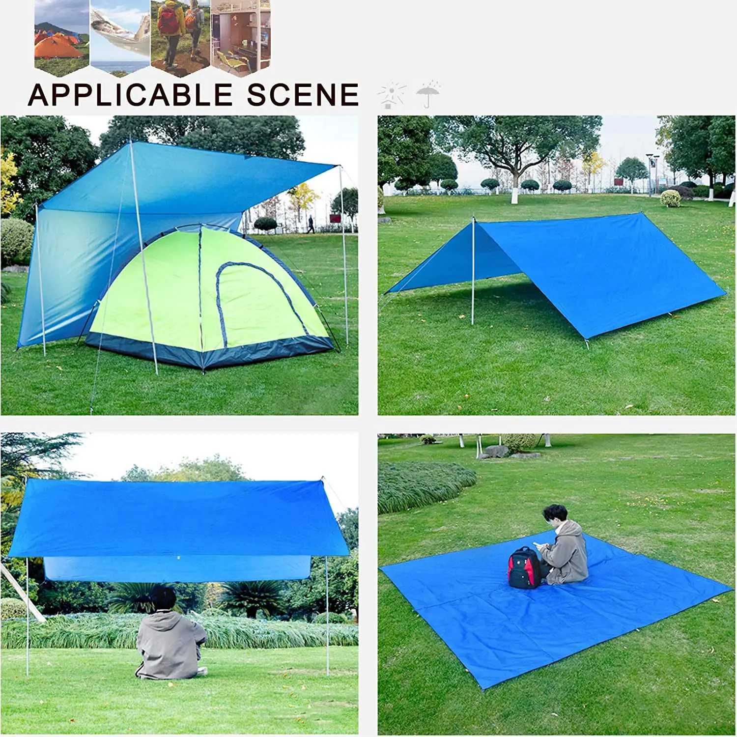 

3x3m Awning Waterproof Tarp Tent Shade Ultralight Garden Canopy Sunshade Outdoor Camping Hammock Rain Fly Beach Sun Shelter