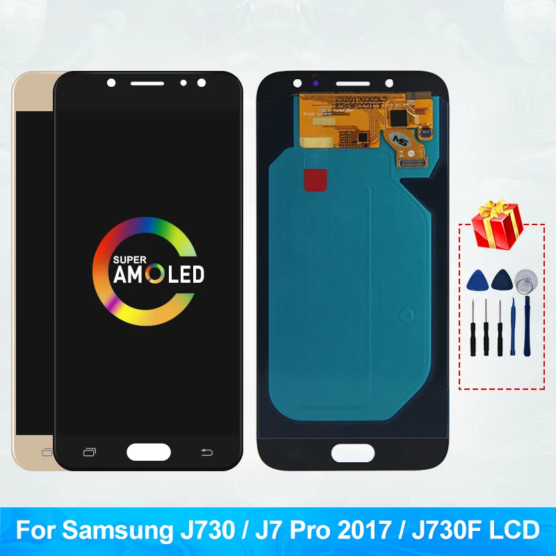 

ЖК-дисплей Super Amoled J730FN/DS для Samsung Galaxy J7 Pro 2017 J730 J730F, ЖК-дисплей и сенсорный экран, дигитайзер, запасные части