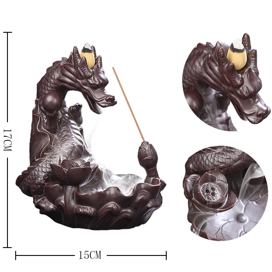

Western Pterosaur Backflow Incense Burner Handmade Ceramic Dragon Backflow Creative Smoke Waterfall Incense Holder Censer