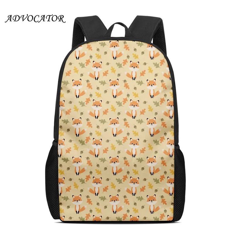 Teenagers School Bags Boys and Girls School Backpack Daypack FOX Print Men Women Work Travel Laptop Backpack Mochila Infantil