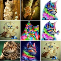 5d diy diamond painting cat cross stitch full round square drill animal embroidery picture of rhinestones mosaic decor home gift