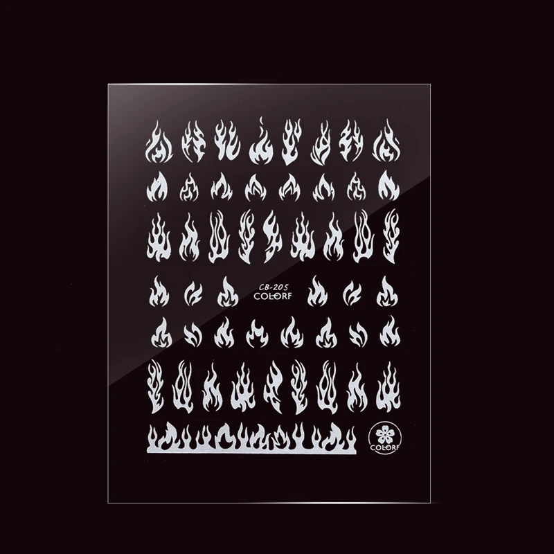 Огонь для ногтей Стикеры s самоклеющиеся слайдер белый черный серебристый цвет