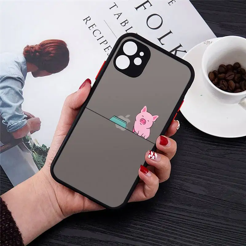 

Creative cute couple cartoon animal Phone Case matte transparent For iphone 7 8 11 12 plus mini x xs xr pro max cover