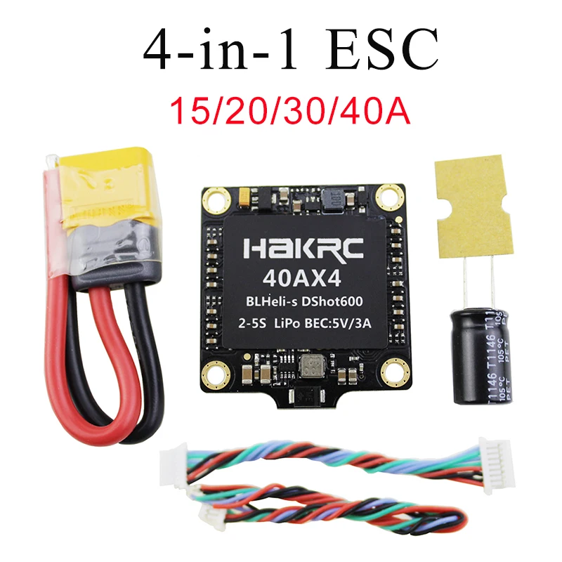 Hakrc 15A 20A 30A 40A BLHeli S 4 в 1 ESC электрический контроллер скорости 3 6s LiPo для FPV Racing Drone