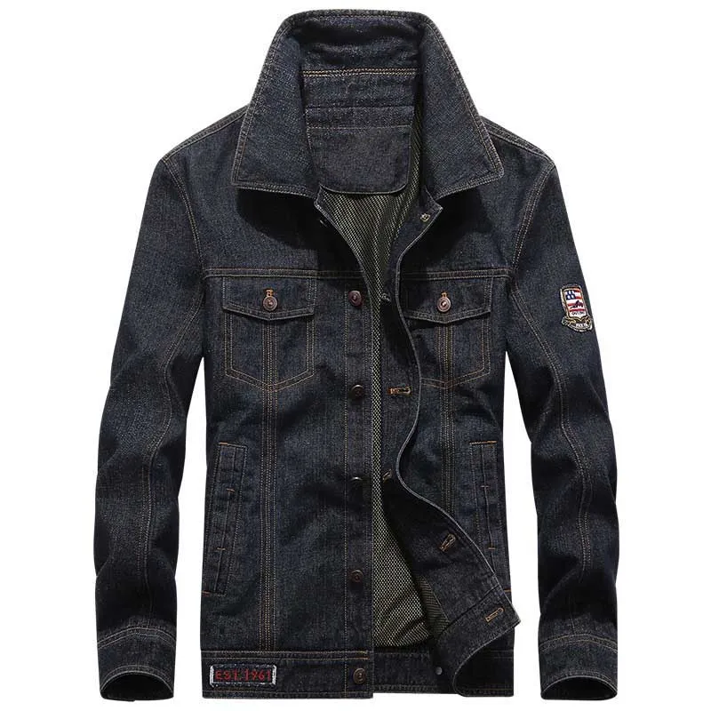 Autumn Winter Denim Jacket Men Casual Cotton Jeans and Coat OUTWEAR Cowboy Windbreaker Male Clothing Black Blue | Мужская одежда