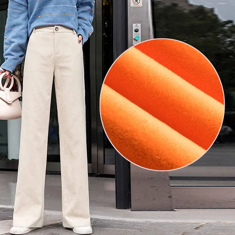 Бархатные осенние зимние штаны вельветовые широкие брюки женские повседневные с