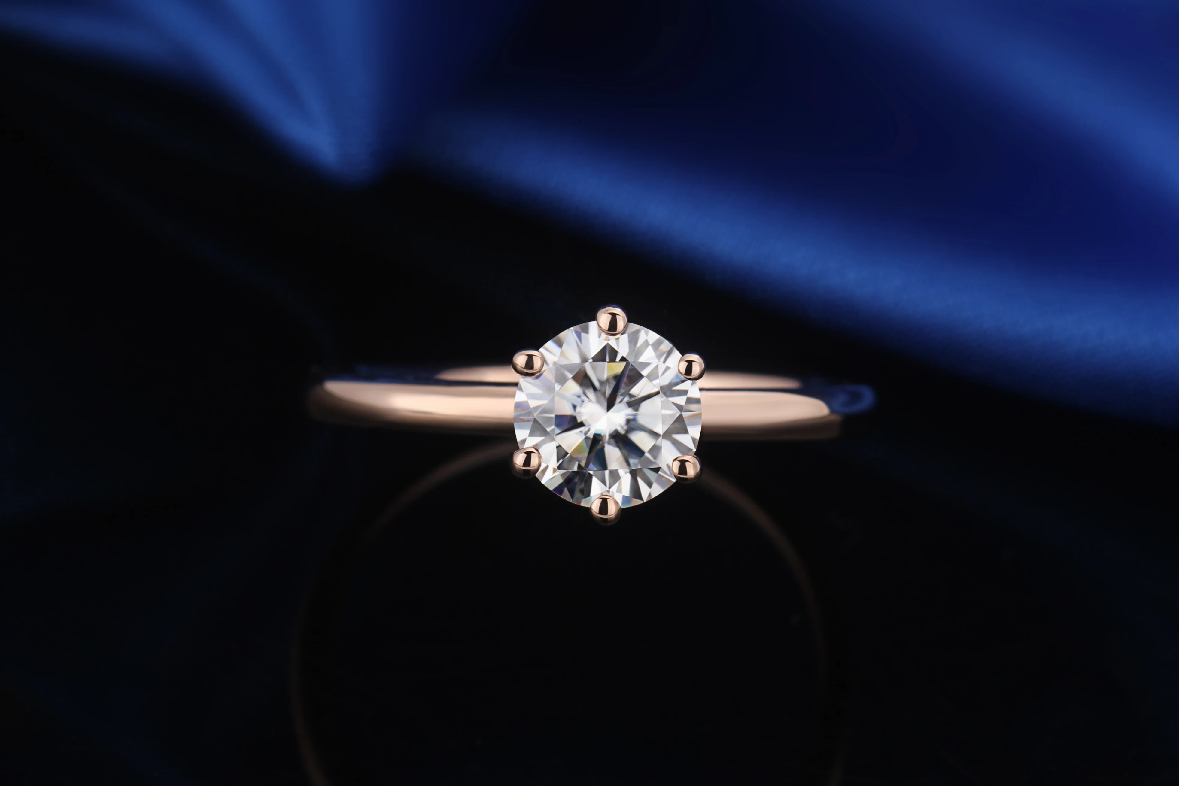 Starsgem 1Ct испытательное кольцо с муассанитом 6,5 мм круглый блестящий EF цвет 18 К обручальное кольцо для вашего любимого