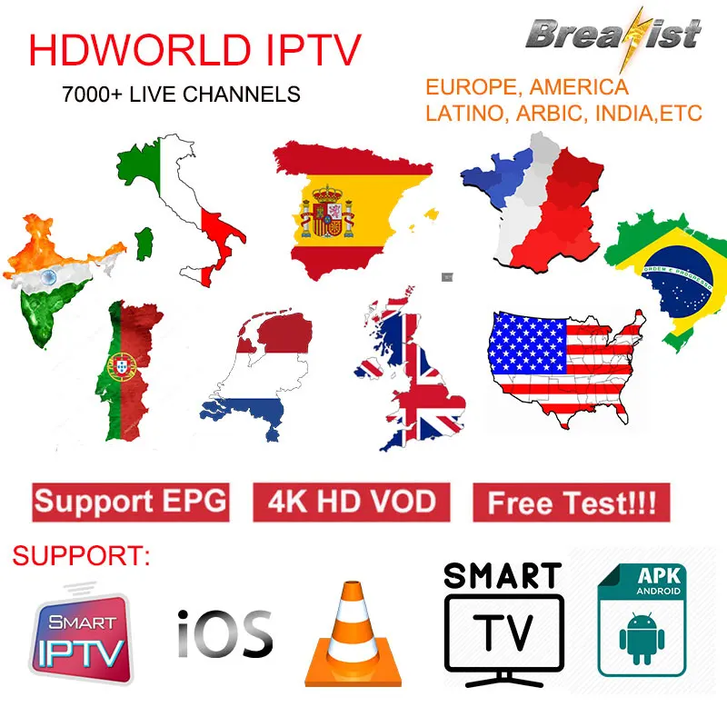 Breakist iptv реселлер iptv подписка для Европы Франция Германия Испания Португалия Великобритания США Италия Турция 7000+ live для ТВ приставка iptv