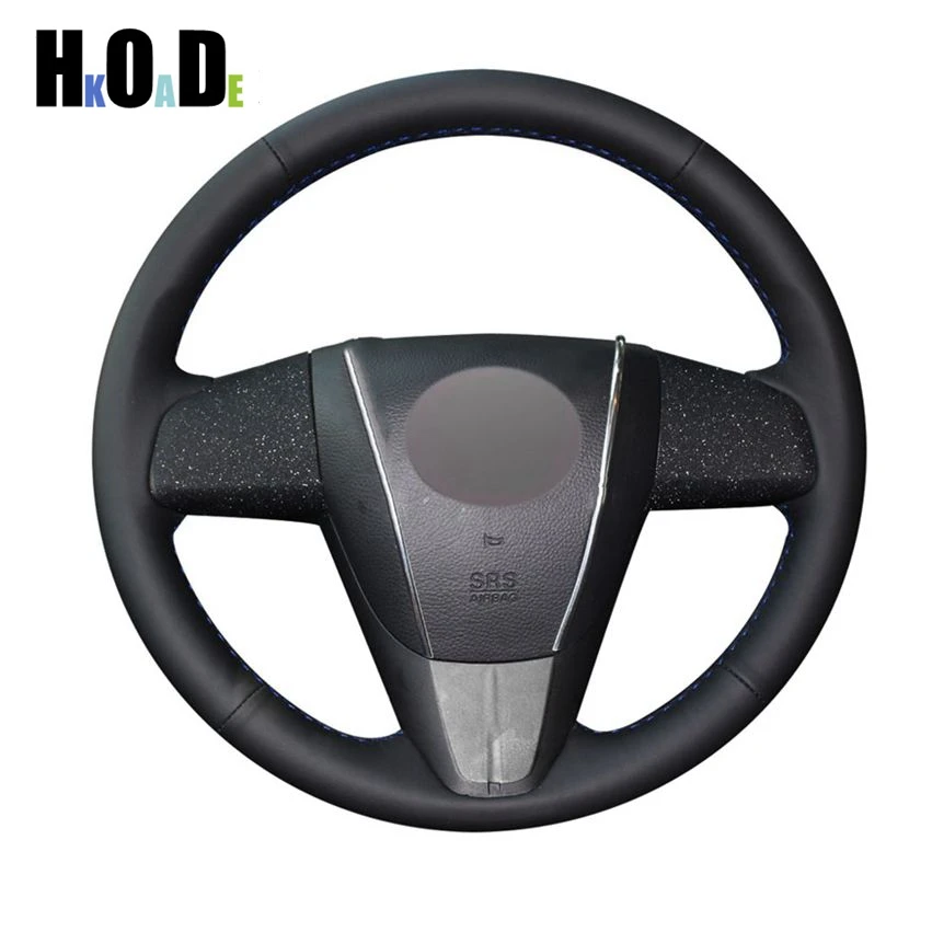 Черный чехол рулевого колеса автомобиля из искусственной кожи для старой Mazda 3 5 6