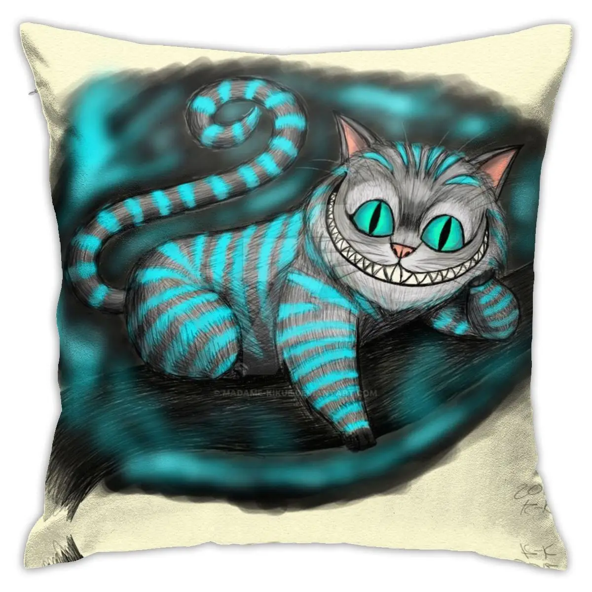 

Cute Print Cheshire cat Decorative Cushions Pillowcase Cushion Cover Throw Pillow Sofa Living Room Decoration Pillowcover New