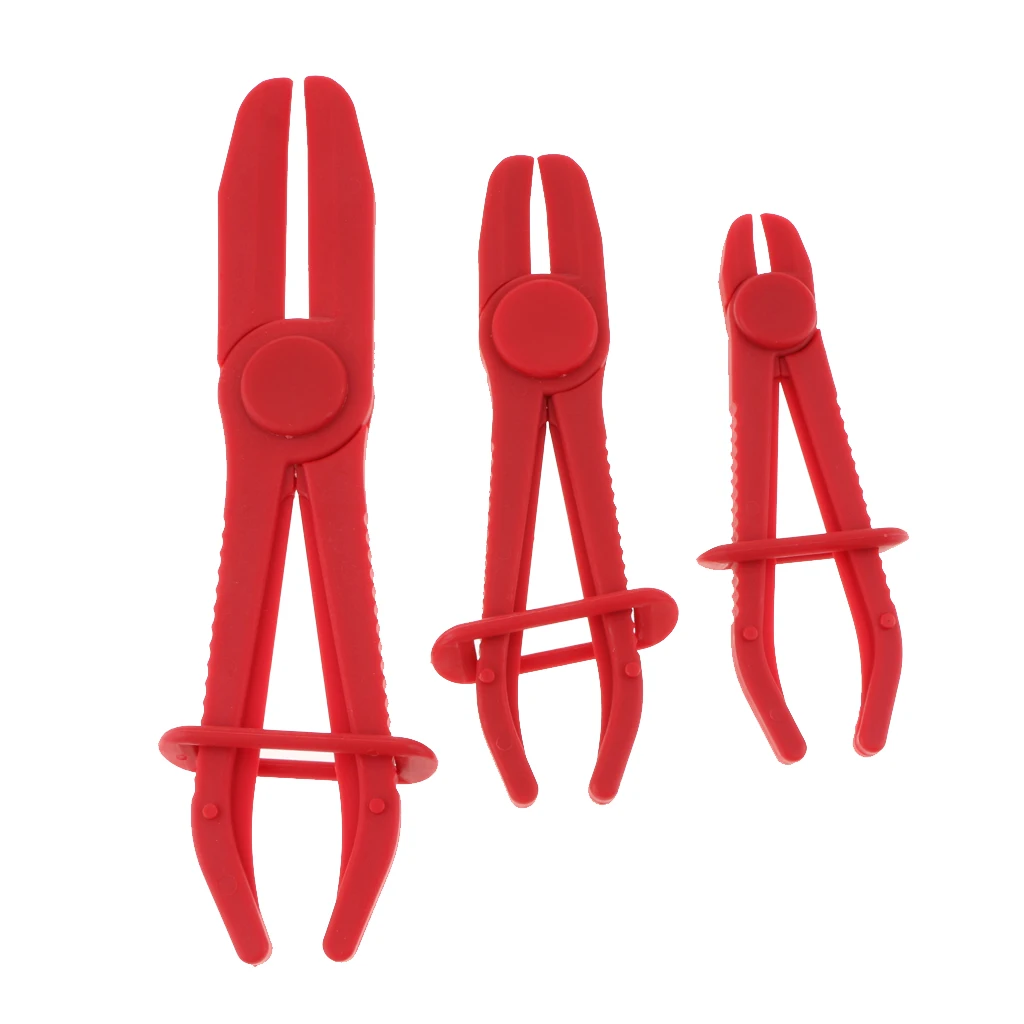 

MagiDeal 3X Brake Fuel Water Line Clamps Pinch-Off Pliers Kit Red 0-60mm
