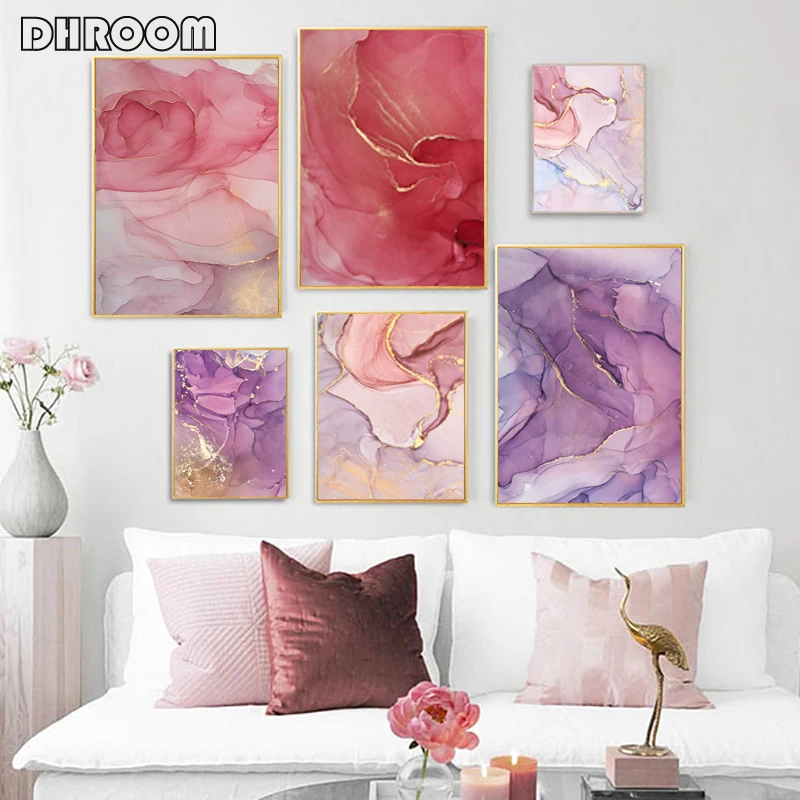 Современное абстрактное жидкое искусство красочное настенное Золотая мраморная