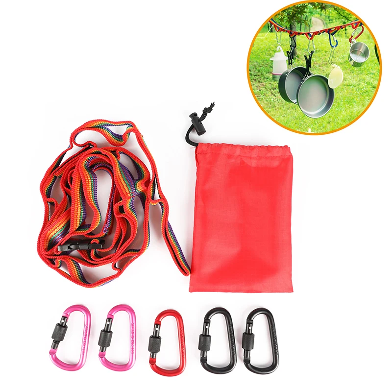 

Portable Snap Hook Camping Hiking Equipment D Shape Lanyard Mini Silver Aluminum Hanging Rope Durable Survival Outdoor Lock Hook
