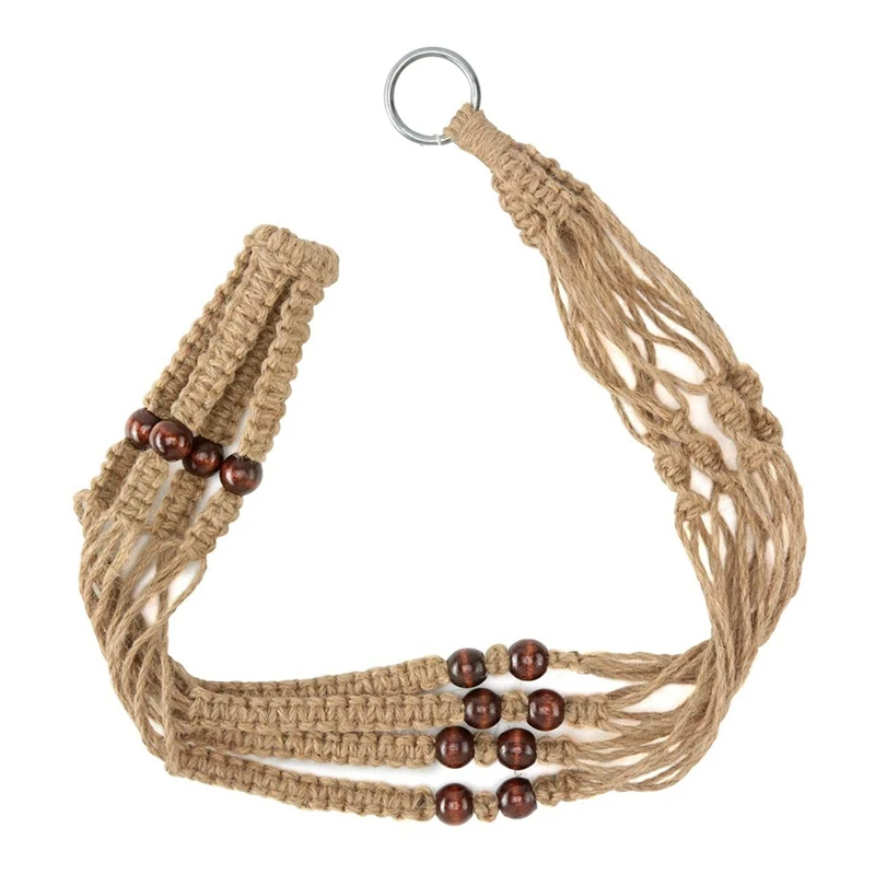 

Женская комнатная фотокорзина с деревянными бусинами, декоративная подставка для цветочного горшка без кисточки