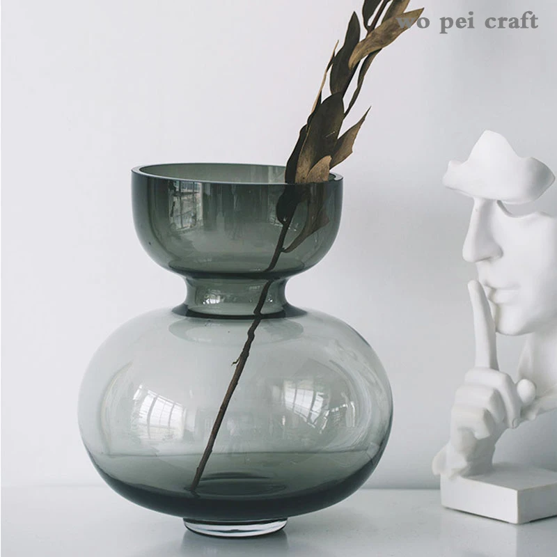 

Minimalist Glass Vases Tabletop Ornaments Transparent Flower Arrangement Gradient Glazed Floral Vase Home Decoration Modern