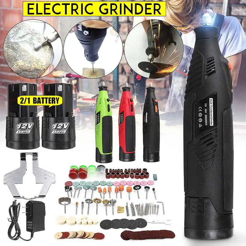 

180W 220V Mini Codless Grinder Machine Variable Speed Rotary Tool Kit Wood Grinder Power Tool For Sanding Polishing With Battery
